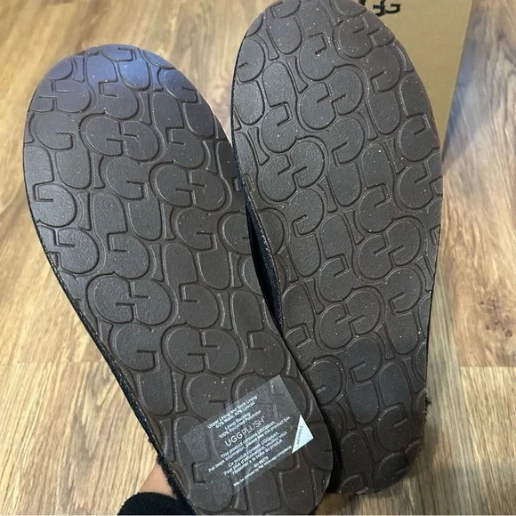 UGG black suede wool slippers slides slip on shoes women’s 8 new in box - Picture 5 of 9